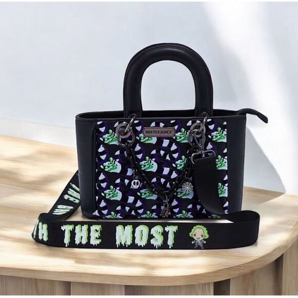 Beetlejuice Sandworm Allover Print GITD Crossbody Bag - Picture 3 of 5